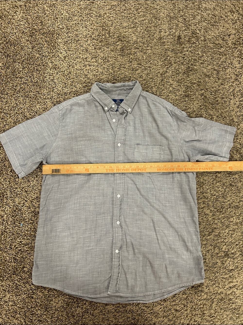 George Men's Short-Sleeve Button-Down Shirt in Light Gray Large